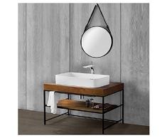 YRRA Mobile Lavabo Bagno Legno Autoportante, Stile Industriale Ferro Battuto Mobile Sottolavabo Mobile Bagno Vintage Rustico per Bagno con Cassetti 31,4 x 19,6 x 27,9 Pollici,Nero,Bathroom Home Set