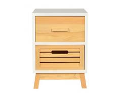 ts-ideen Casa di campagna Cassettone Armadio con cassetti Comodino Legno 43 cm in bianco Conservazione Bagno, Camera di bambini, Camera da letto
