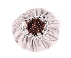 Fletion - Cuffia da donna con stampa a fiori in raso + EVA a doppio strato impermeabile elastico cappello da bagno doccia spa Rose Red Taglia unica