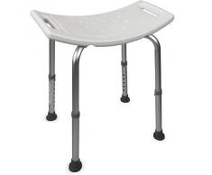Mobiclinic, San Fermín, Sedia o sgabello da bagno, da doccia, ortopedica, alluminio, altezza regolabile, schienale, bracciolo, piedini antiscivolo