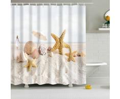 X-Labor, Tenda da doccia colorata con motivo ad albero, 240 x 200 cm, antimuffa, impermeabile, poliestere, tessuto, tenda per vasca da bagno, Poliestere tessuto, Stella marina, 240*200cm (BxH)