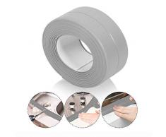 3.2M Lunghezza Striscia Tenuta, Nastro Sigillante Autoadesiva Sigillante Caulk Strip Impermeabile Anti-muffa Angolo Calafatare Striscia per la Cucina Bagno Vasca Bagno Gabinetto (Grigio 38mm x 3.2m)