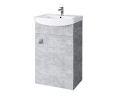 Planetmöbel Lavabo con mobiletto base, 45 cm, per bagno e WC ospiti (cemento)