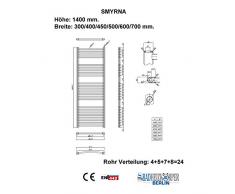 Scaldasalviette Radiatore SMYRNA bianco 700 x 1400 mm. curvare