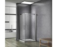 Box cabina doccia 90x80x195cm Scorrevole Angolare Cristallo Temperato Trasparente 6mm