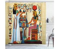 Tenda Doccia 200x240 Egitto Depoca, Antimuffa Impermeabile Tessuto Poliestere Egitto Depoca Tenda Vasca da Bagno, con 12 Ganci Tenda Vasca da Bagno, Lavabile Tende Doccia, Doccia Tessuto