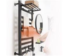 VVLXRIC Scaldasalviette Elettrico da Bagno, con Modelli Cablati con Timer Scaldasciugamani Elettrico, Scaldasalviette Elettrico Nero,960x485mm
