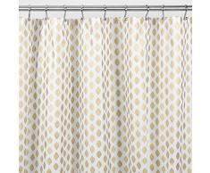 InterDesign Diamond Tendina per doccia idrorepellente, Tenda vasca da bagno decorativa in poliestere con asole rinforzate 183,0 cm x 183,0 cm, oro