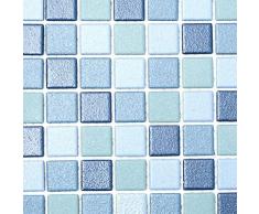 Piastrella a mosaico in ceramica blu blu per pavimenti, pareti, bagno, WC, doccia, cucina, specchio piastrellato, rivestimento per vasca da bagno, mosaico