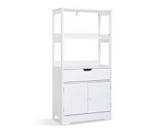 Meerveil Armadietto Alto e Midi per Il Bagno, Legno ingegnerizzato, Bianco, 60 x 30 x 121cm