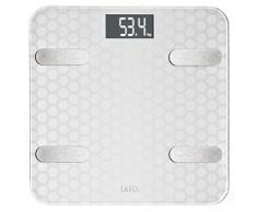 Laica Bilancia Pesapersone Elettronica Smart Ps7011, Misura Il Peso E La Composizione Corporea, Design Italiano, Elegante, Bianco, 30x20x2.4