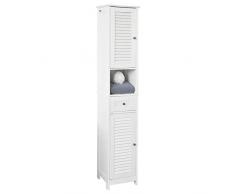 SoBuy mobile a colonna bagno salvaspazio Bianco Con Cassetti L32*A170*P30 cm, FRG236-W (Bianco)