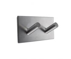 KES Ganci Appendiabiti Doppio Autoadesive Bagno Lavabo, Acciaio INOX, Spazzolato, A7063H2