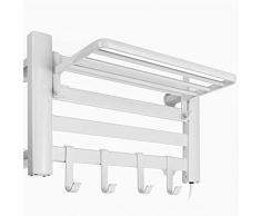 Asciugamani elettrici, scaldasciugamani, scaldasalviette a parete riscaldato elettricamente intelligente, spazio in alluminio per portasciugamani, nero, plug-in/bianco/plug in (spina bianca