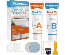 Wansiven Kit di riparazione vasca da bagno, kit di riparazione doccia ceramica e smalto, kit di riparazione crepe vasca da bagno per la riparazione di graffi, fori, crepe (100g)