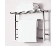 HIGOH Scaldamani, Scaldasciugamani, Scaldamoccio Caldo per Bagno, Portavalo a Parete 3 Bar Riscaldati con Asciugamano con Scaffale Di Conservazione Superiore 304 in Acciaio Inossidabile Cromo, Plug -I