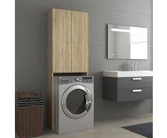 Leepesx Mobile per Lavatrice Rovere Sonoma 64x25,5x190 cm,Mobile per Lavatrice,Mobile Lavatrice,Mobiletto Lavatrice Salvaspazio