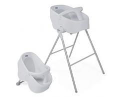 Chicco Bubble Nest Vaschetta per Bagnetto Neonati Evolutiva dalla Nascita a 12 Mesi, Supporto Alto per Doccia e Sedile Indipendente per Vasca, 2 Configurazioni, Chiusura Compatta, Max 11 kg, Grigio