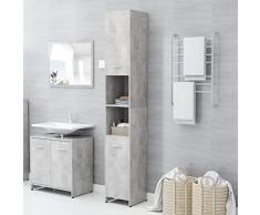 WIFESE Armadietto Bagno Grigio Cemento 30x30x183,5 cm Con Maniglia in Truciolato Scaffale Della Lavanderia Design Elegante Mobile da Bagno Robusto Cucina Scaffale da Bagno Facile da Pulire