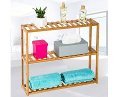 TecTake Scaffale in legno espositore bamboo bagno dispensa 3 ripiani 60x15x54,5cm