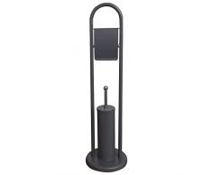 Pratiko Life Piantana da Bagno Porta Carta igienica Porta Rotolo Porta scopino da Terra (Grigio)
