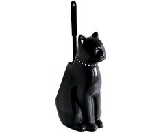 Gelco 707363 Porta-scopino a Forma di Gatto, in Ceramica e plastica, Nero, 15 x 12 x 29.5 cm