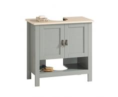 SoBuy Mobile sottolavabo con anta scorrevole Mobile bagno Mobile lavabo Grigio chiaro 60x30x60cm BZR69-II-HG