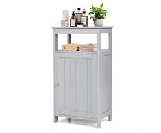 LIFEZEAL Mobiletto Bagno Salvaspazio, Armadietto Bagno Piccolo con un’Anta e un Ripiano, Antiribaltamento e Piedini Antiscivoli, Mobiletto Cucina, Moderno e Mutiuso, 45 x 30 x 84 cm (Grigio)