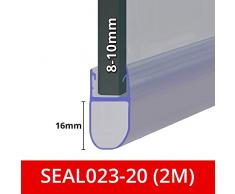 Guarnizione doccia per schermi, porte o pannelli | Fits 8, 9 o 10 mm vetro | Forma rotonda bolla fessure sigilli di fino a 16 mm | 80 cm, 90 cm, 140 cm o 2 m Long | SEAL023