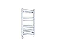 Hudson Reed 'Ischia' Radiatore Scaldasalviette Elettrico Cromato per Bagno - 800mm x 500mm - Scalda Asciugamani Compatto - Elemento Termostatico 400W - Garanzia 10 Anni