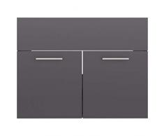 Gecheer Mobile Lavatoio,Mobiletto a Terra Sottolavandino Armadietto,Mobile Sottolavabo Grigio Lucido 60x38,5x46 cm in Truciolato