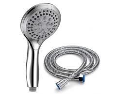 VEHHE soffione doccia con 1.5m Tubo, 5 Modi Funzione alta pressione, Risparmio Idrico, Soffione Per Doccia Universale Dimensione Collegare