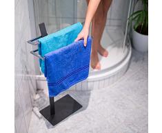 Relaxdays Porta Asciugamani da Pavimento, Acciaio Inossidabile, Modello Grao, 85 X 40 X 20 cm, Antracite