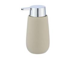 WENKO Distributore di sapone Badi beige ceramica - Dispenser sapone liquido, dispenser detersivo piatti Capacità: 0.32 l, Ceramica, 9.5 x 16 x 8 cm, Beige