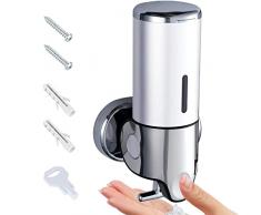 500 Ml Dispenser Sapone, Dispenser di Disinfettante per le Mani A Parete, Dispenser Manuale di Sapone con Leva in Acciaio Inox per Bagno Shampoo, Gel Doccia, Sapone per Mani (Bianco)