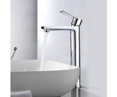 Ibergrif M11102 Supreme, Rubinetto Monocomando per Bagno, Miscelatore Lavabo Alto, Cromo, Argento