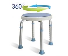 WENTAO Sgabello per Doccia Sedia per Doccia Sgabello per Il Bagno 7 Altezza Regolabile Sgabello per Vasca 360 ° Doccia Girevole Aiuto Doccia Sedile Sedile del Bagno in Alluminio E Plastica