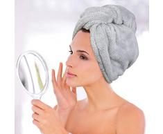 CHIFOOM Asciugamano Capelli Rapido,4 PCS Cuffia per la Doccia del Donna e Asciugamano per Capelli Asciutti Asciugare i Capelli Rapidamente Con Bottoni