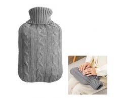 Copri Borsa Dell’acqua Calda Grigio,Lavorato a Maglia Copri Borsa Dell’acqua,Copertura per Bottiglia di Acqua Calda,Solo copertina(Borsa dellacqua calda non inclusa)