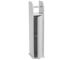 BAKAJI Mobiletto Portarotolo Bagno Armadietto con Porta Rotolo Carta Igienica e Mobile con Anta e 2 ripiani Dimensione 18 x 20 x 78 cm Design Moderno Bianco