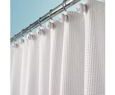 mDesign lussuosa tenda doccia in tessuto misto cotone - misure: 180 x 180 cm - colore: bianco - tende doccia tessuto - tende da bagno