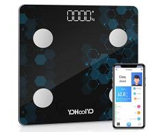 YOHOOLYO Bilancia Pesapersone Digitale con 14 Dati di Misurazione, Bilancia Pesapersone Intelligente Bluetooth, App per IOS e Android