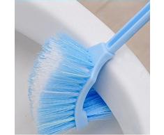 Lavabo Spazzola portatile in plastica, manico bagno WC doppio Scrub spazzola per la pulizia blu