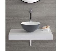 Hudson Reed Witton Lavabo Bagno da Appoggio Rotondo - Ceramica Grigia e Bianca - Design Moderno Sorapiano - 280 x 280 x 120mm
