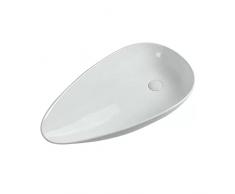 TONPOP Lavandino da appoggio per Bagno Lavandino da appoggio in Ceramica Bianca per Bagno Lavelli da Bagno Moderni sopra Il bancone Lavandino da appoggio in Porcellana Lavandini da Bagno