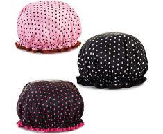 FLZONE Cuffie da Doccia,3 pezzi Cuffia per Doccia Impermeabil Cuffia da Doccia Elastica Riutilizzabile per Cuffia da Doccia per Salone da Doccia per Donna