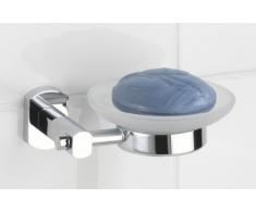 Wenko Assoro 17864100 Porta saponetta in vetro e cromo inossidabile, 13,5 x 4,5 x 11,5 cm