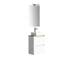 Baikal Maia, Melammina 16 mm Ceramica Specchio Mobili da Bagno con lavabo, Bianco, 50 X 60 X 30