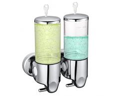 TsunNee Dispenser di sapone a doppia camera da 1000 ml, dispenser disinfettante manuale a parete, dispenser per shampoo doccia gel lozione contenitore per WC, bagno, cucina, hotel, ufficio