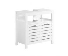 SoBuy Mobile lavabo con ante a lamelle Sottolavabo Mobile base per bagno, Bianco, 60x30x60cm, BZR58-W